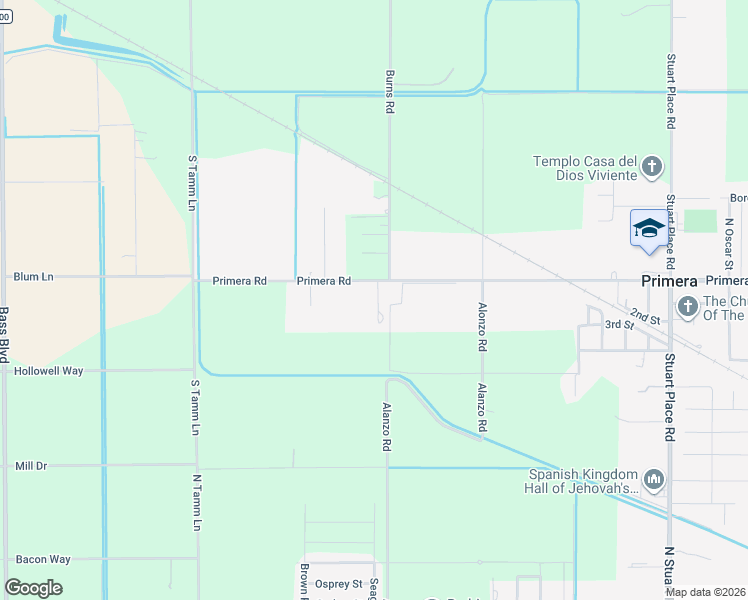 map of restaurants, bars, coffee shops, grocery stores, and more near 15784 Primera Road in Harlingen