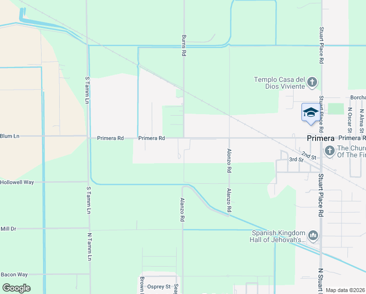 map of restaurants, bars, coffee shops, grocery stores, and more near 15784 Primera Road in Harlingen