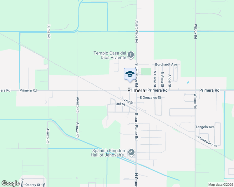 map of restaurants, bars, coffee shops, grocery stores, and more near 16373 Primera Road in Harlingen