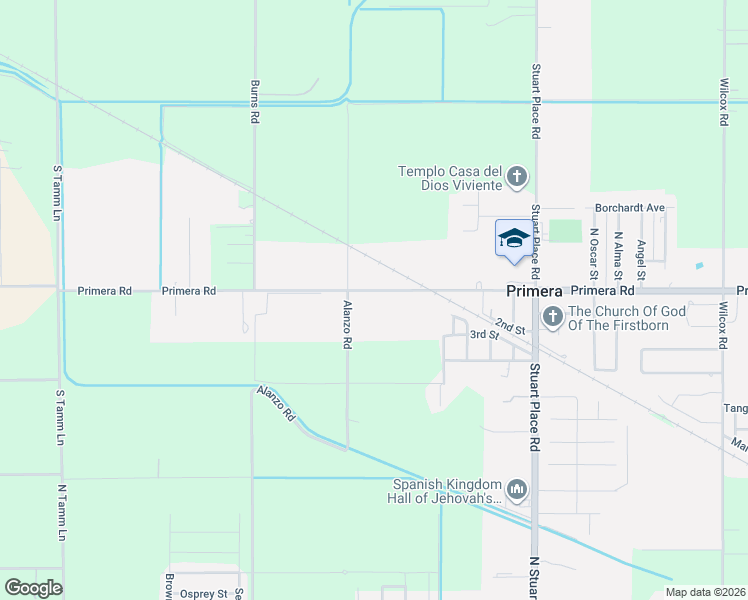 map of restaurants, bars, coffee shops, grocery stores, and more near 16079 Primera Rd in Harlingen