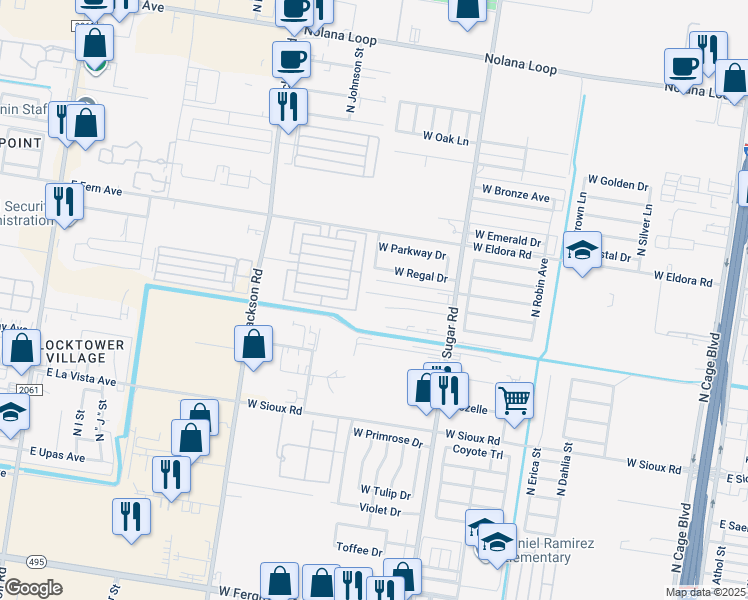 map of restaurants, bars, coffee shops, grocery stores, and more near 1503 West Heritage Drive in Pharr