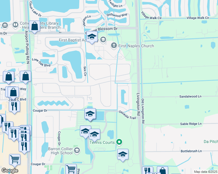 map of restaurants, bars, coffee shops, grocery stores, and more near 13690 Mandarin Circle in Naples
