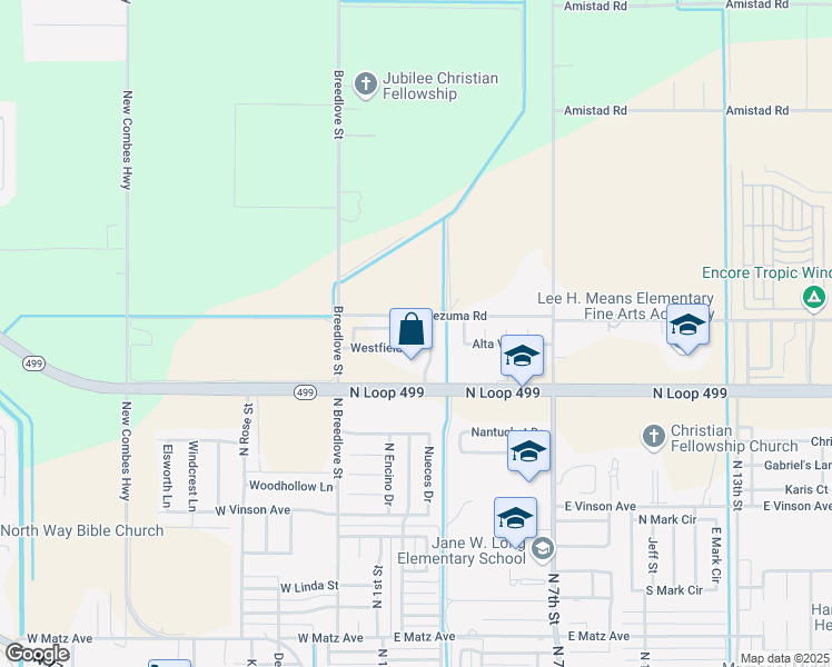 map of restaurants, bars, coffee shops, grocery stores, and more near 20461 Oak Hollow Lane in Harlingen