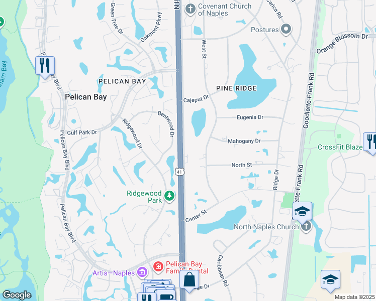 map of restaurants, bars, coffee shops, grocery stores, and more near 6700 Trail Boulevard in Naples