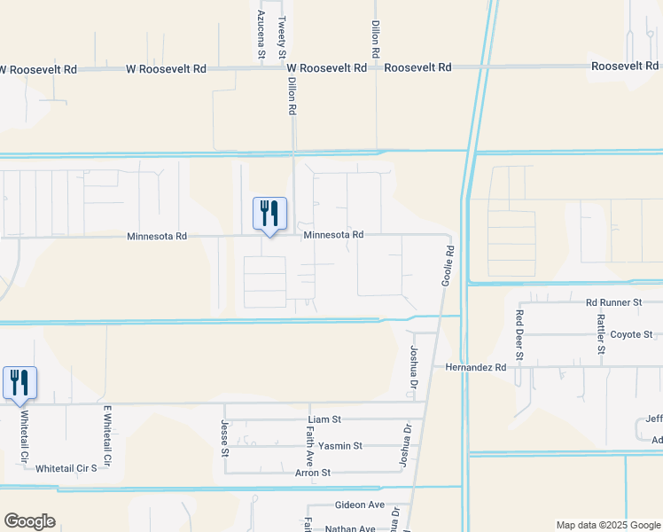 map of restaurants, bars, coffee shops, grocery stores, and more near 7010 Olga Avenue in Donna