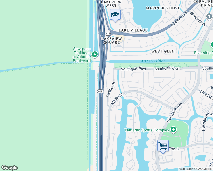 map of restaurants, bars, coffee shops, grocery stores, and more near 7901 Sanibel Drive in Tamarac