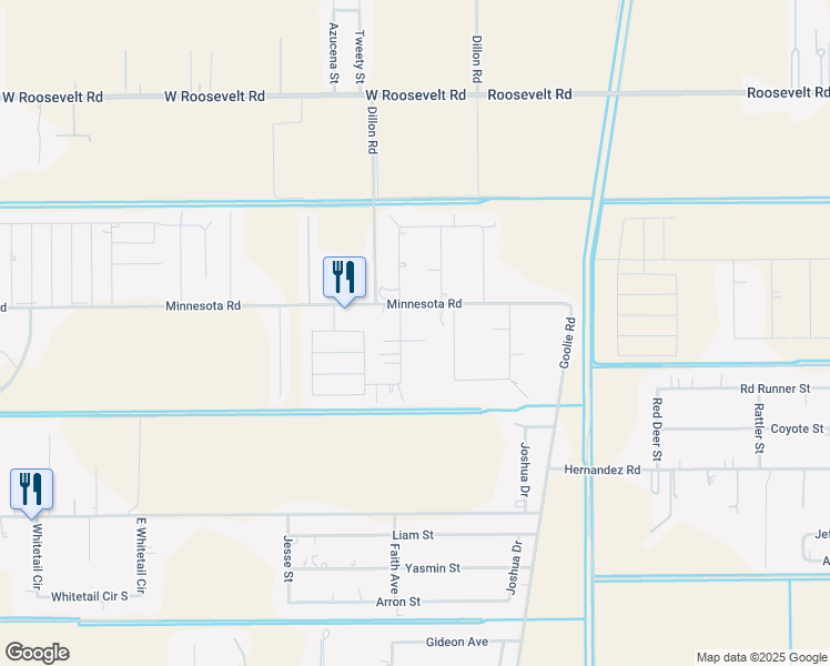map of restaurants, bars, coffee shops, grocery stores, and more near 7010 Olga Avenue in Donna
