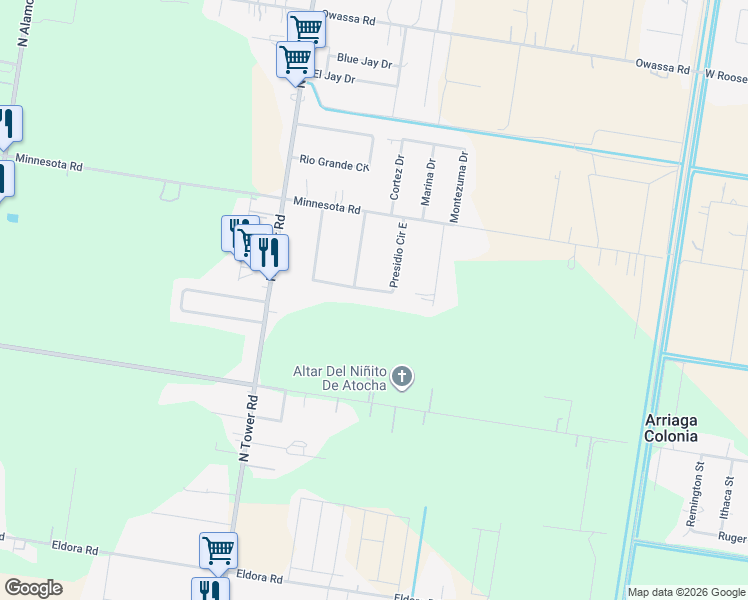 map of restaurants, bars, coffee shops, grocery stores, and more near 416 Presido Circle South in Alamo