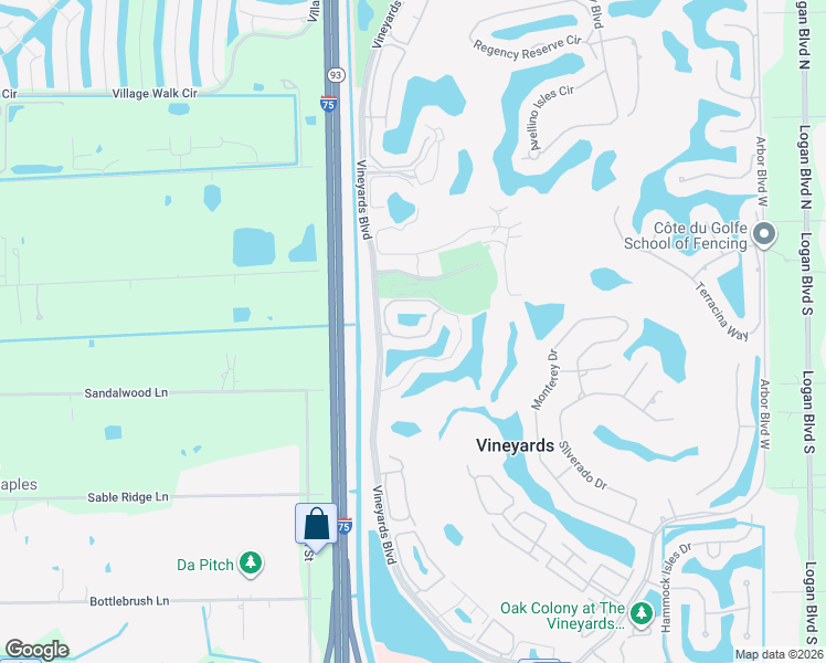 map of restaurants, bars, coffee shops, grocery stores, and more near 6195 Reserve Circle in Naples