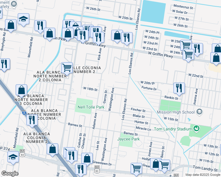map of restaurants, bars, coffee shops, grocery stores, and more near 1608 Rankin Street in Mission