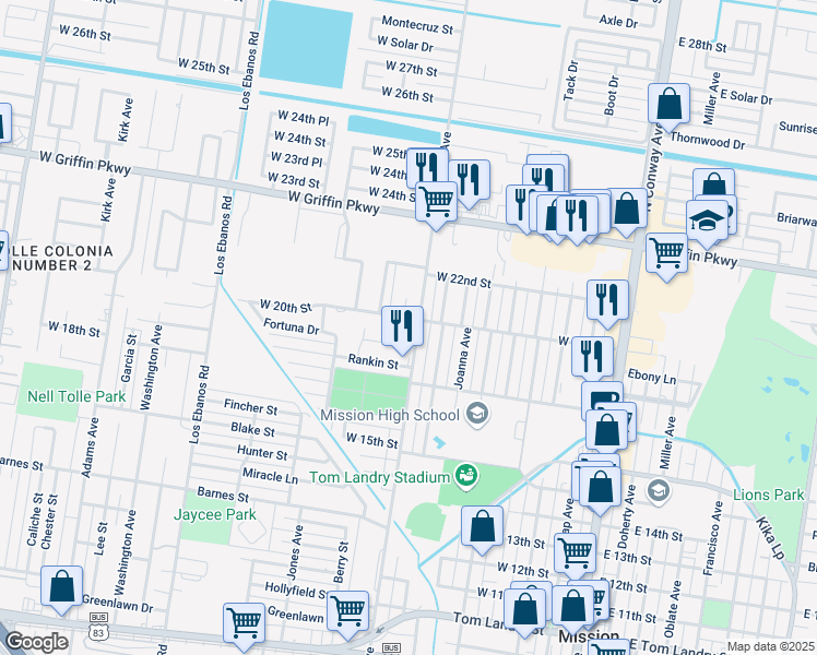 map of restaurants, bars, coffee shops, grocery stores, and more near 904 West 20th Street in Mission