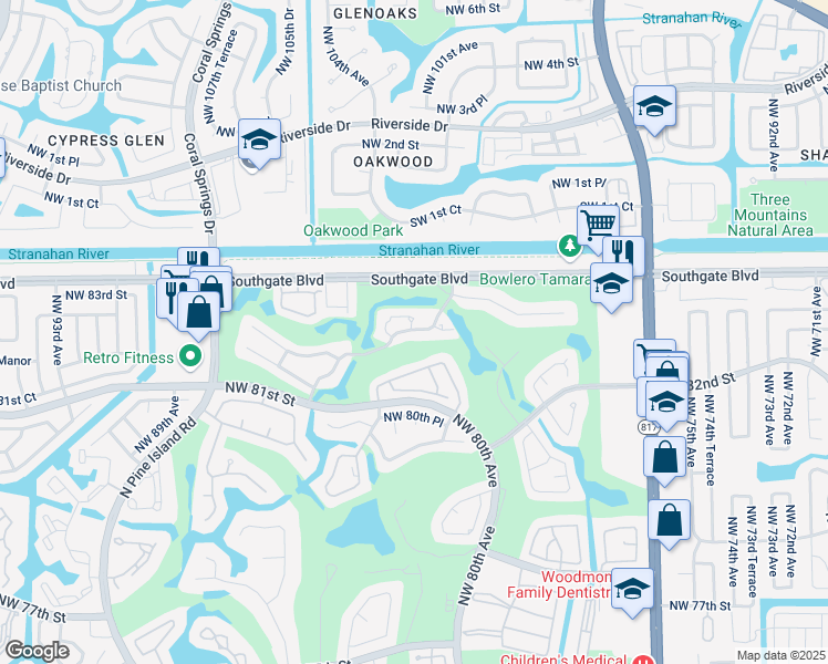 map of restaurants, bars, coffee shops, grocery stores, and more near 8367 Waterford Circle in Tamarac