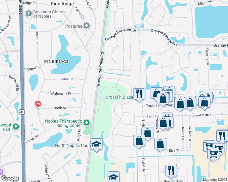 map of restaurants, bars, coffee shops, grocery stores, and more near 6744 Southern Oak Court in Naples