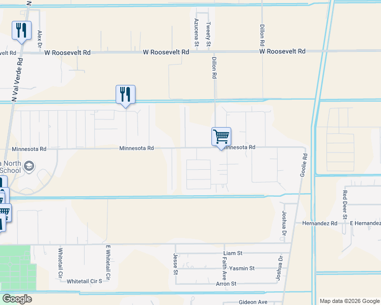 map of restaurants, bars, coffee shops, grocery stores, and more near 7301 Loma Drive in Donna