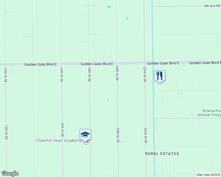 map of restaurants, bars, coffee shops, grocery stores, and more near 141 20th Street Northeast in Naples