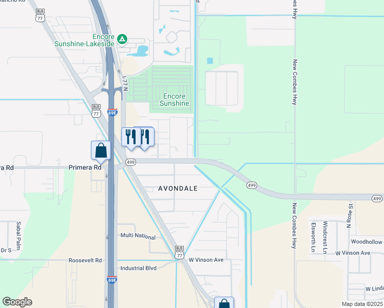 map of restaurants, bars, coffee shops, grocery stores, and more near 1920 Texas 499 Loop in Harlingen