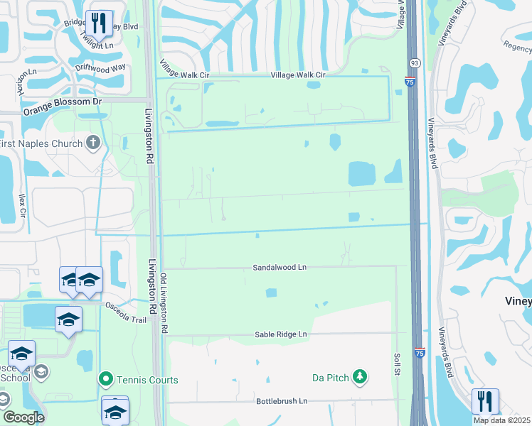 map of restaurants, bars, coffee shops, grocery stores, and more near 6800 Hunters Road in Naples