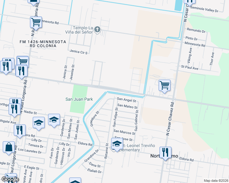 map of restaurants, bars, coffee shops, grocery stores, and more near 733 East Nolana Loop in San Juan