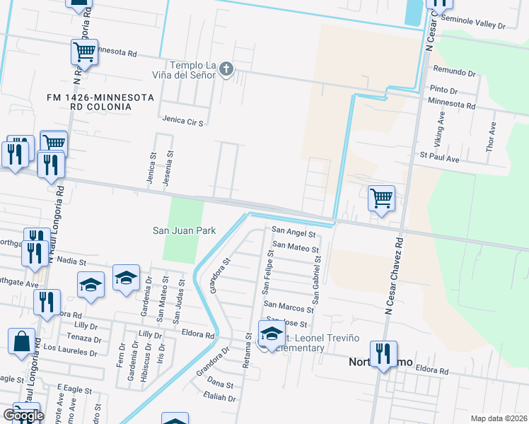 map of restaurants, bars, coffee shops, grocery stores, and more near 733 East Nolana Loop in San Juan