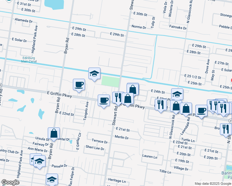 map of restaurants, bars, coffee shops, grocery stores, and more near 2310 Dora Jeanne in Mission