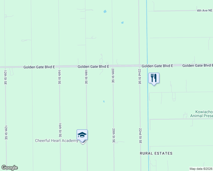 map of restaurants, bars, coffee shops, grocery stores, and more near 141 20th Street Northeast in Naples
