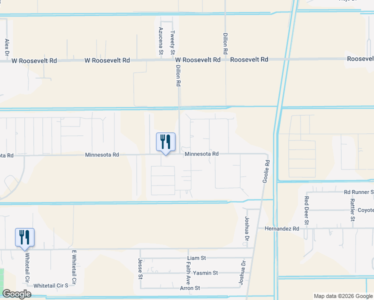 map of restaurants, bars, coffee shops, grocery stores, and more near 7301 Olga Avenue in Donna