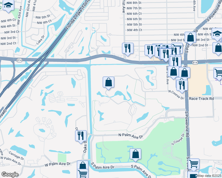 map of restaurants, bars, coffee shops, grocery stores, and more near 3061 North Course Drive in Pompano Beach