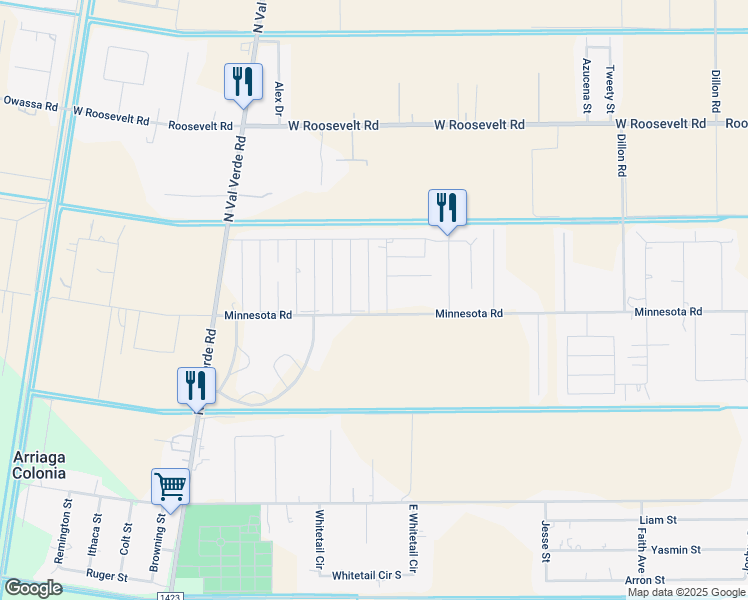 map of restaurants, bars, coffee shops, grocery stores, and more near 7307 Christopher Drive in Donna