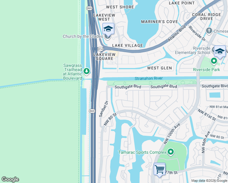 map of restaurants, bars, coffee shops, grocery stores, and more near 8209 Santa Monica Terrace in Tamarac