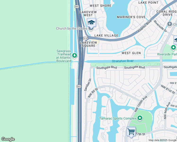 map of restaurants, bars, coffee shops, grocery stores, and more near 8043 Sanibel Drive in Tamarac