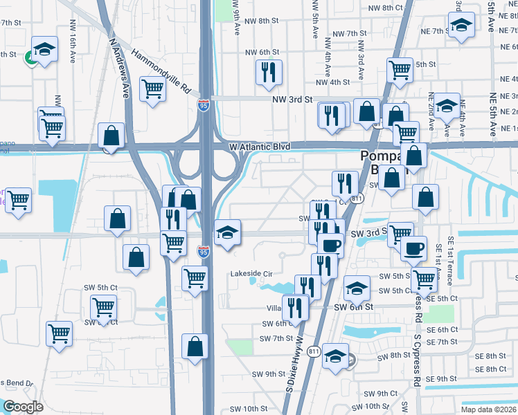 map of restaurants, bars, coffee shops, grocery stores, and more near 229 Avondale Drive in Pompano Beach