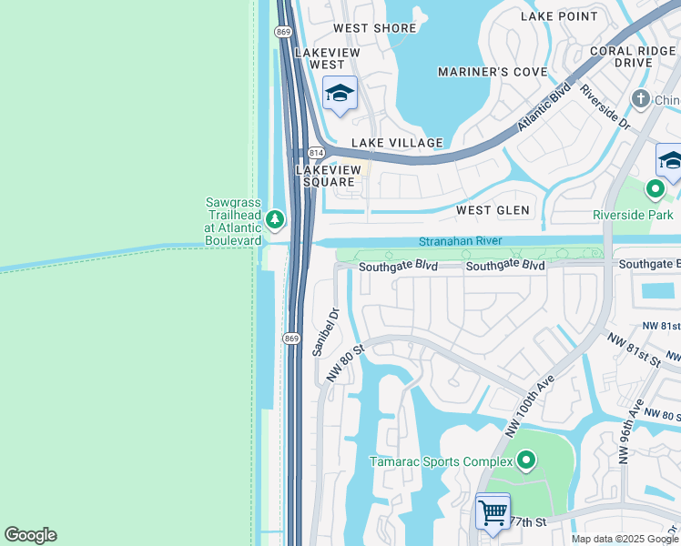 map of restaurants, bars, coffee shops, grocery stores, and more near 8043 Sanibel Drive in Tamarac