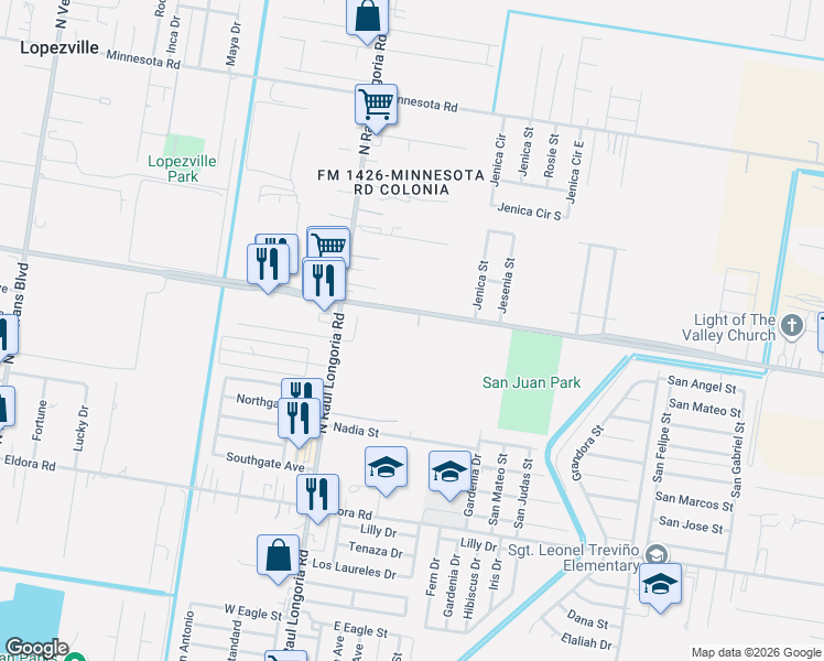 map of restaurants, bars, coffee shops, grocery stores, and more near 219 East Earling Road in San Juan