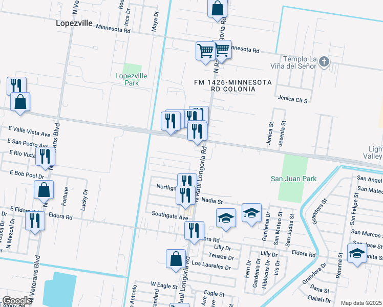 map of restaurants, bars, coffee shops, grocery stores, and more near 101 Nolana Loop in San Juan