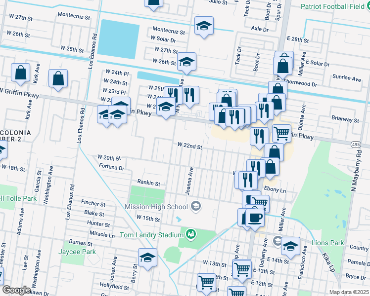 map of restaurants, bars, coffee shops, grocery stores, and more near 712 West 22nd Street in Mission