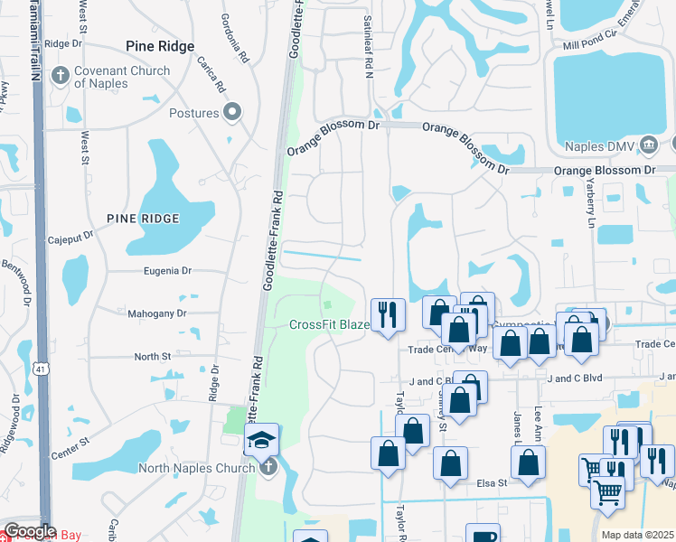 map of restaurants, bars, coffee shops, grocery stores, and more near 6855 Old Banyan Way in Naples