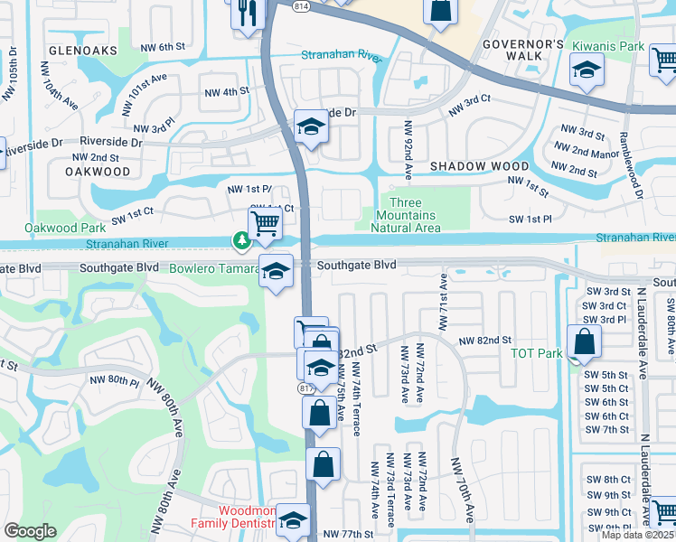 map of restaurants, bars, coffee shops, grocery stores, and more near 183 Northwest 85th Court in Tamarac