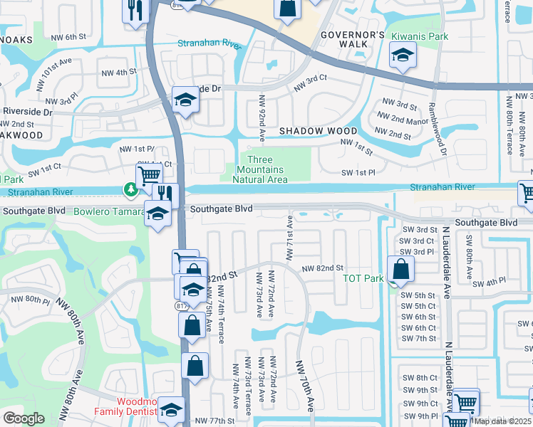 map of restaurants, bars, coffee shops, grocery stores, and more near 12 Northwest 85th Court in Tamarac
