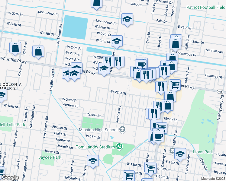 map of restaurants, bars, coffee shops, grocery stores, and more near 712 West 22nd Street in Mission