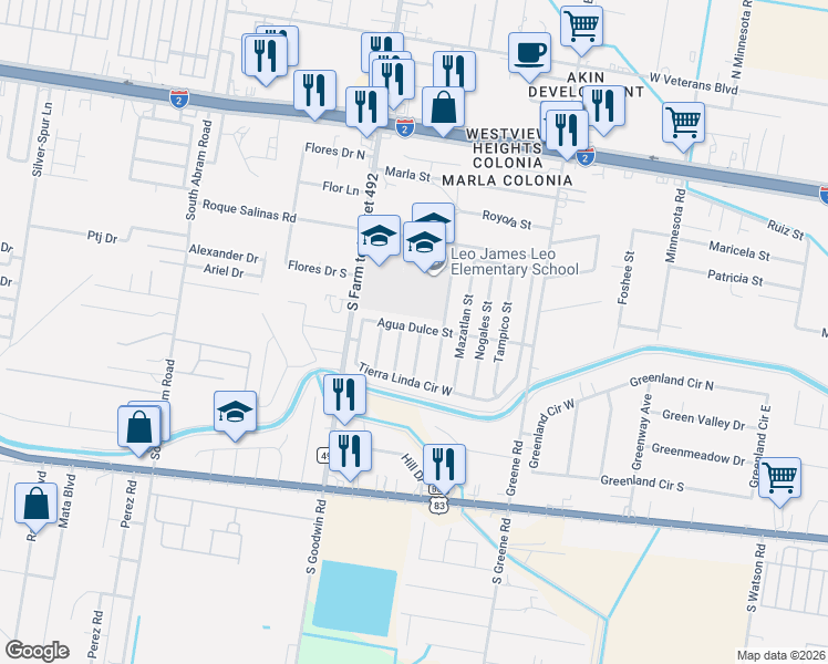 map of restaurants, bars, coffee shops, grocery stores, and more near 807 Guadalajara Street in Mission