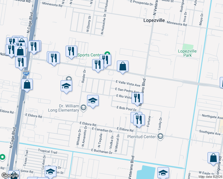 map of restaurants, bars, coffee shops, grocery stores, and more near 914 East San Pedro Drive in Pharr