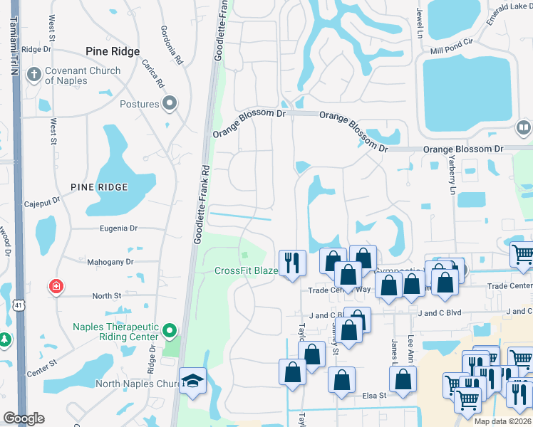 map of restaurants, bars, coffee shops, grocery stores, and more near 7022 Sugar Magnolia Circle in Naples