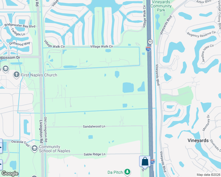 map of restaurants, bars, coffee shops, grocery stores, and more near 6625 Hunters Road in Naples
