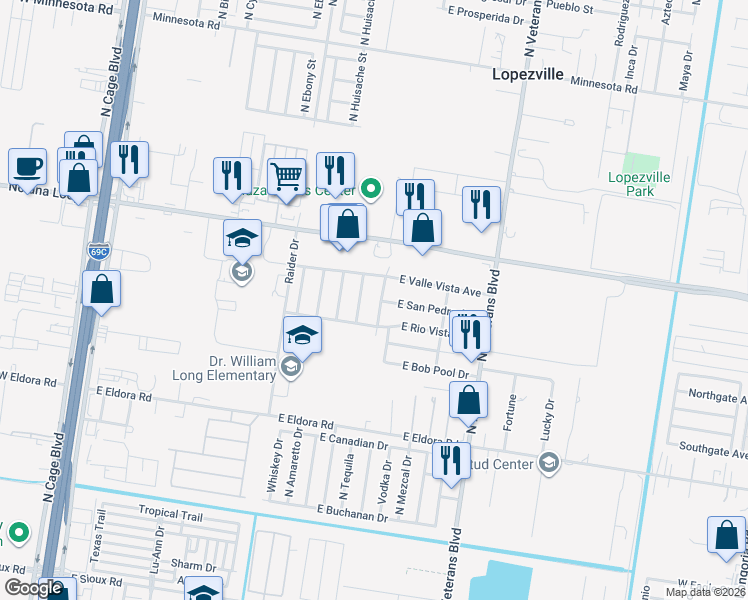 map of restaurants, bars, coffee shops, grocery stores, and more near 914 East San Pedro Drive in Pharr