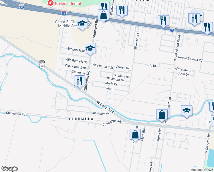 map of restaurants, bars, coffee shops, grocery stores, and more near 3511 Ida Drive in Palmview