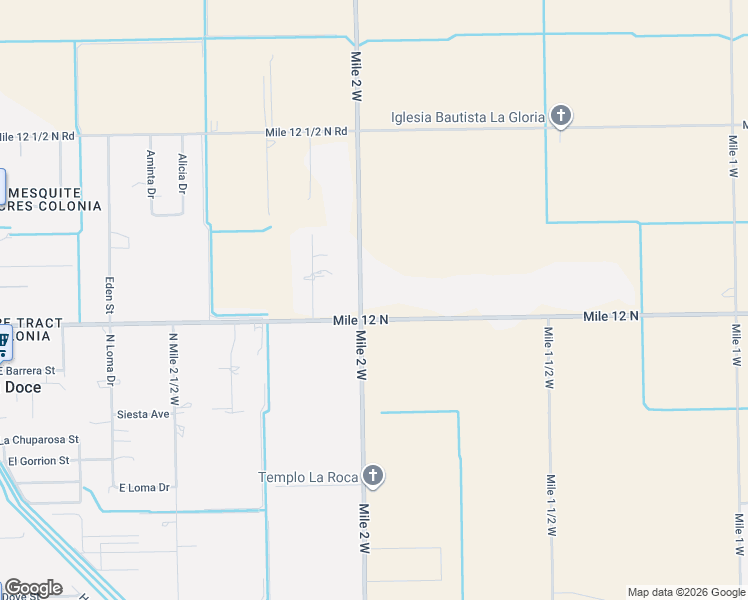 map of restaurants, bars, coffee shops, grocery stores, and more near 5881 East Mile 12 North in Mercedes