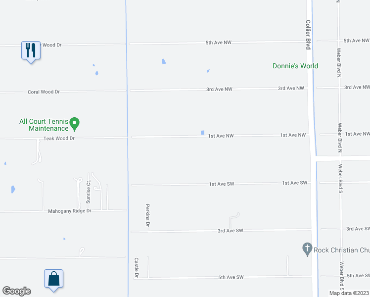 map of restaurants, bars, coffee shops, grocery stores, and more near 4500 1st Avenue Northwest in Naples