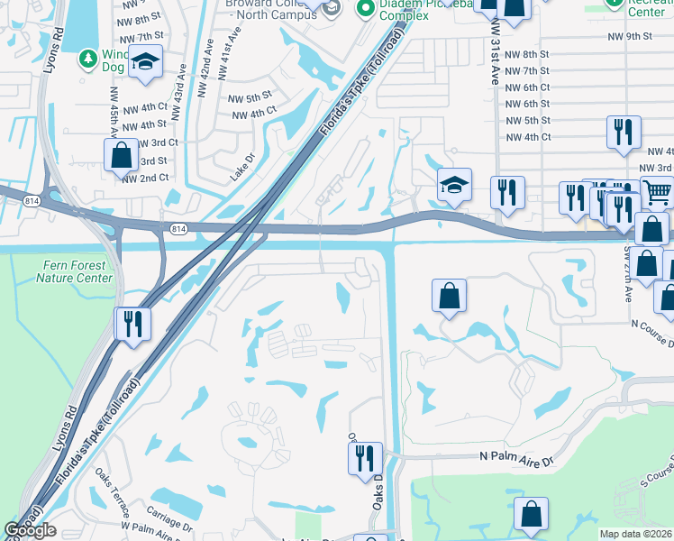 map of restaurants, bars, coffee shops, grocery stores, and more near 3444 Dunes Vista Drive in Pompano Beach