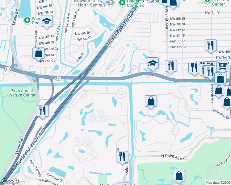 map of restaurants, bars, coffee shops, grocery stores, and more near 3444 Dunes Vista Drive in Pompano Beach