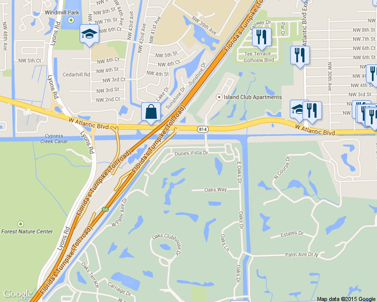 map of restaurants, bars, coffee shops, grocery stores, and more near 3518 Dunes Vista Drive in Pompano Beach